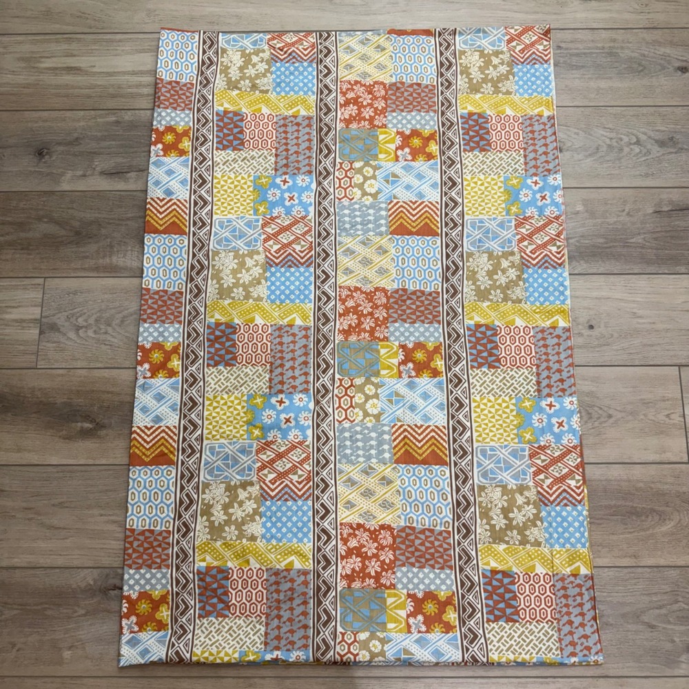 Vintage Twin Flat Sheet Patchwork Geometric Floral Boho Retro 70s Fabric